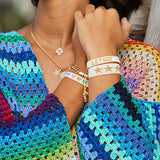 White with Gold Stars Beaded Bracelet