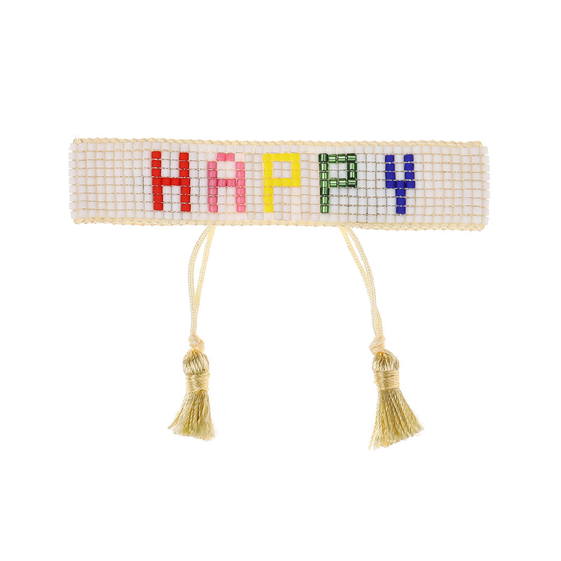 Rainbow HAPPY Beaded Bracelet