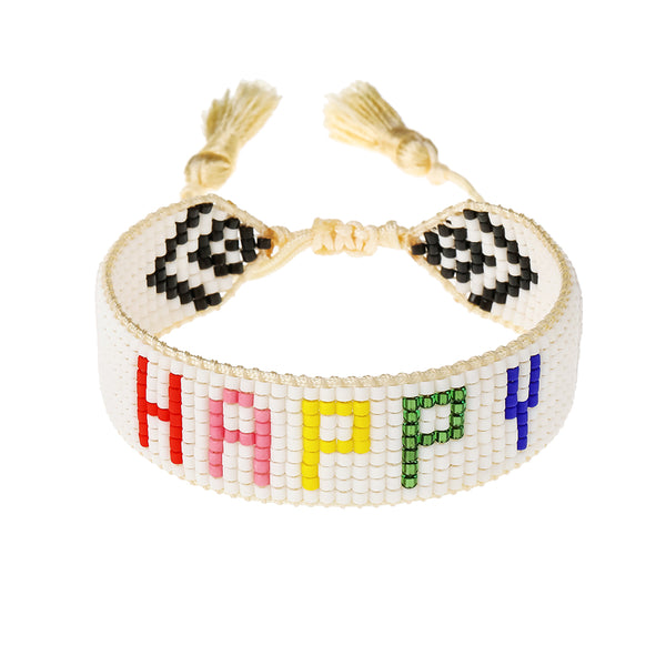 Rainbow HAPPY Beaded Bracelet