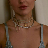 Star Compass Charm with Gold Lurex Necklace Cord