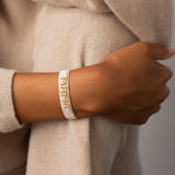 Small White & Gold MAMA  Beaded Bracelet