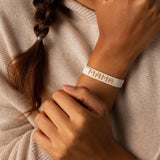 Small White & Gold MAMA  Beaded Bracelet