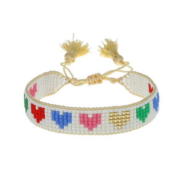 Rainbow Hearts Beaded Bracelet