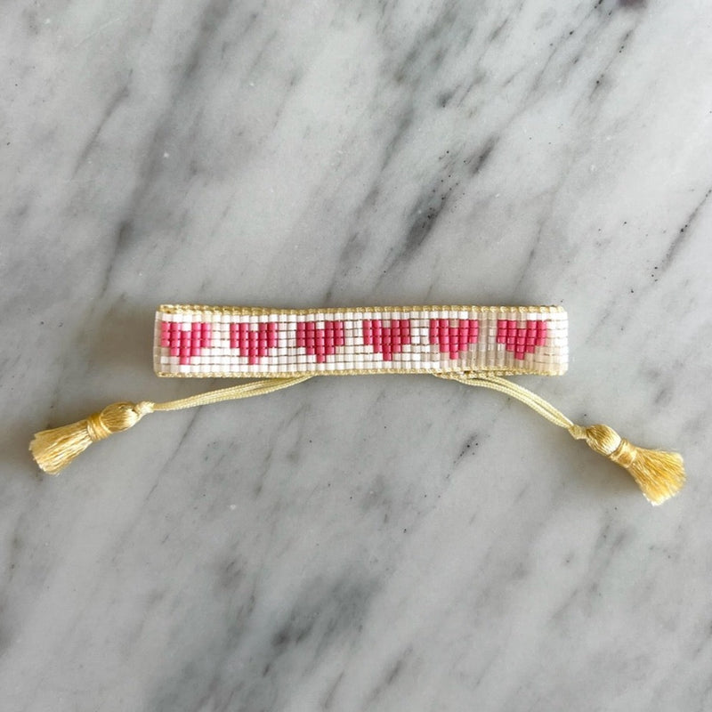 Kids' Pink Hearts Beaded Bracelet