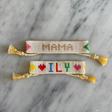 Mini & Me: Chevron Rainbow Mama + ILY Kids Heart Beaded Bracelet Set
