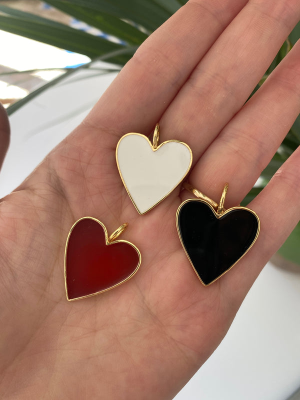 Black Enamel Heart Charm