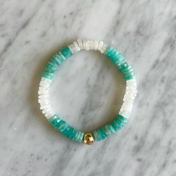 Moonstone + Amazonite Mix Stretch Bracelet