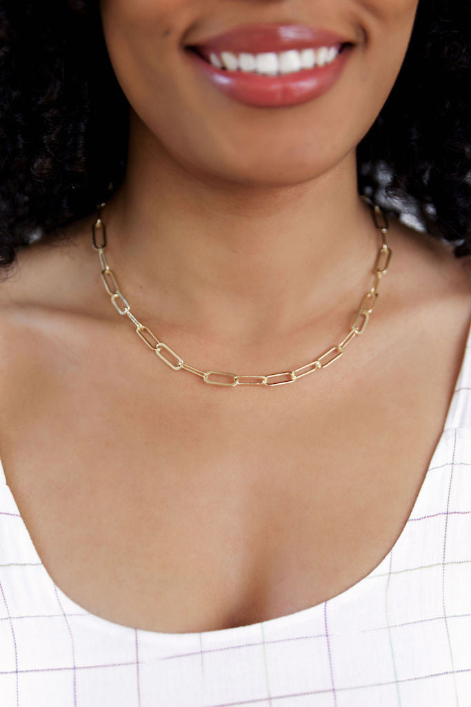 Gold-Filled Jumbo Link Collar Necklace with Clip