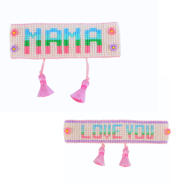 Mini & Me: MAMA + LOVE YOU Beaded Bracelet Set