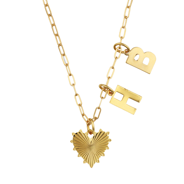 PRE-ORDER Personalized Baby Heart of Gold + Initials Necklace