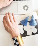 hart cornflower blue topknot tassel earrings