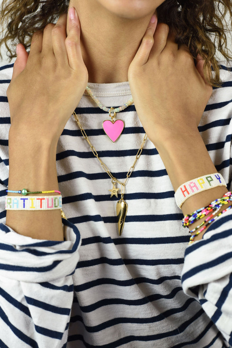 Pink Enamel Heart Charm